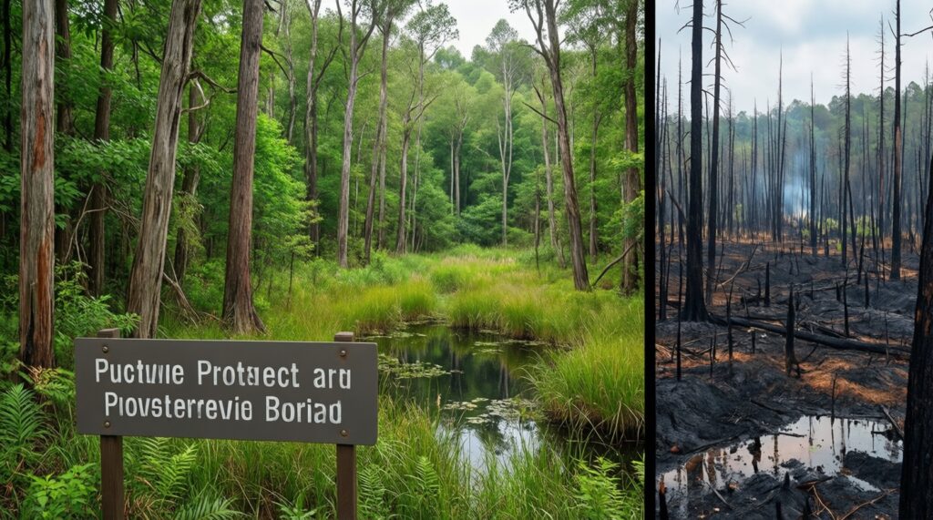 Экология и природа: пожароопасная обстановка, заповедники, загрязнения и меры - иллюстрация