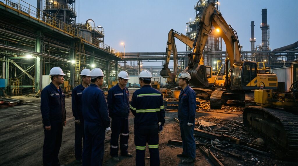 Репортаж с места: один день в ключевой точке событий (порт/стройка/трасса/курорт) - иллюстрация