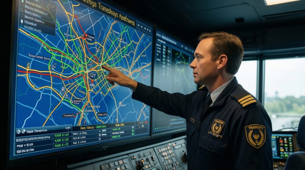 Транспорт и логистика: работа общественного транспорта, расписания, изменения маршрутов - иллюстрация