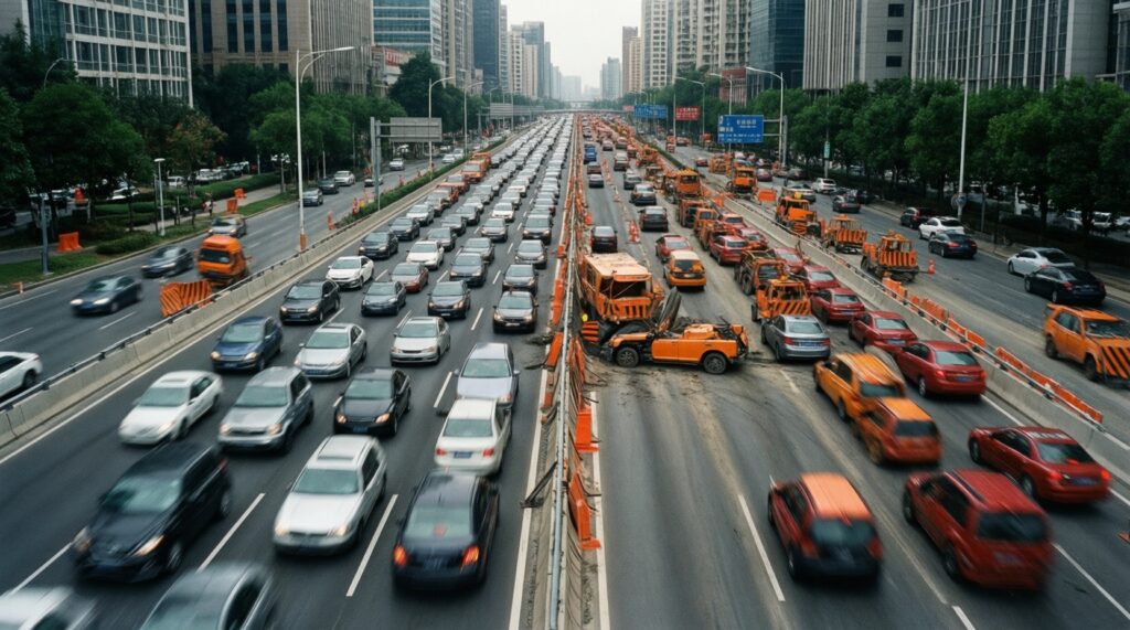 Ситуация на дорогах: пробки, перекрытия, ремонты и альтернативные маршруты - иллюстрация